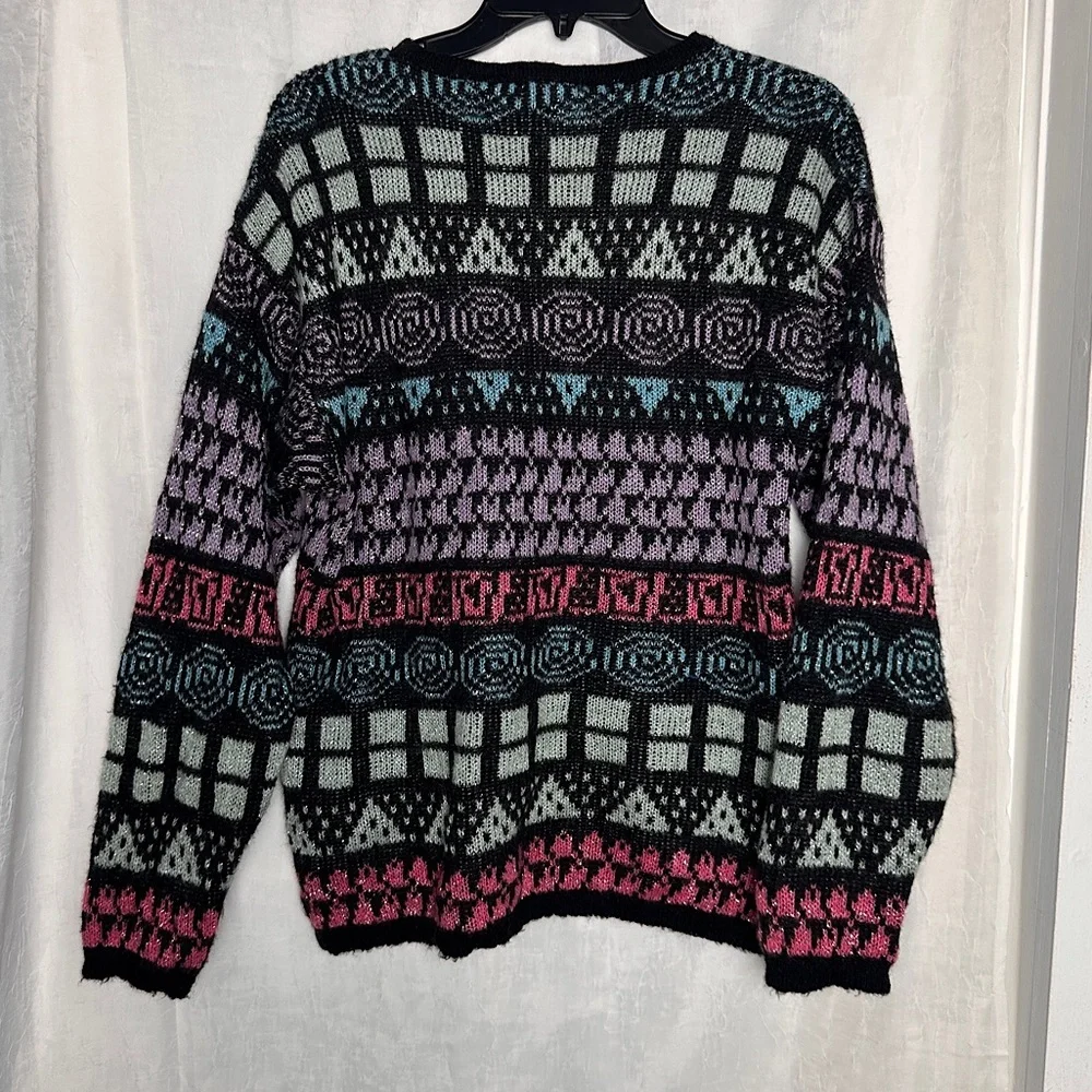 3/$20 💥 Vintage Lindsey Blake Wool Blend Cozy Geometric Print Crewneck‎ Sweater